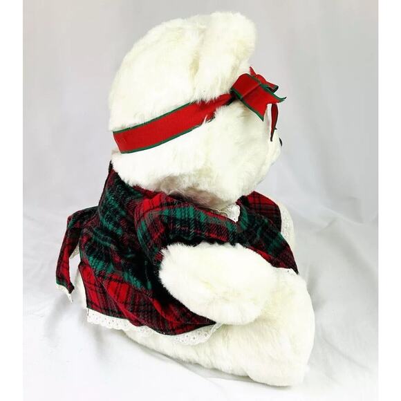 Vtg Emporium Capwell Jingle Bear Girl Christmas Plush Stuffed White Teddy Bear - Picture 4 of 7